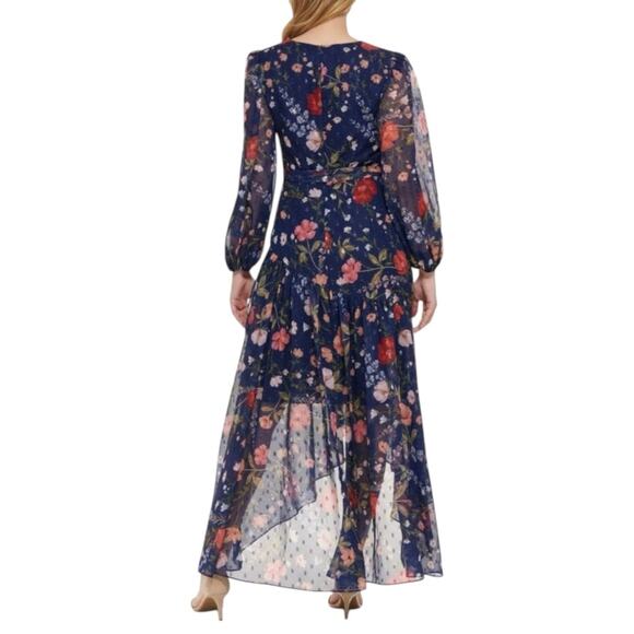 Eliza J Floral Surplice Asymmetric Midi Dress Size 16 - Picture 2 of 9